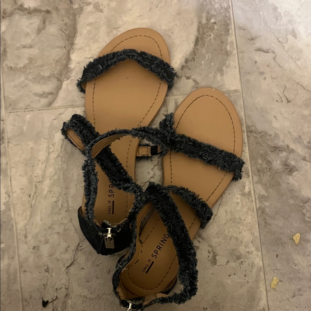 Soda Denim and Tan Strappy Sandals - Picture 11 of 16
